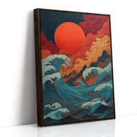 Ocean Flames Dance Under Crimson Moon