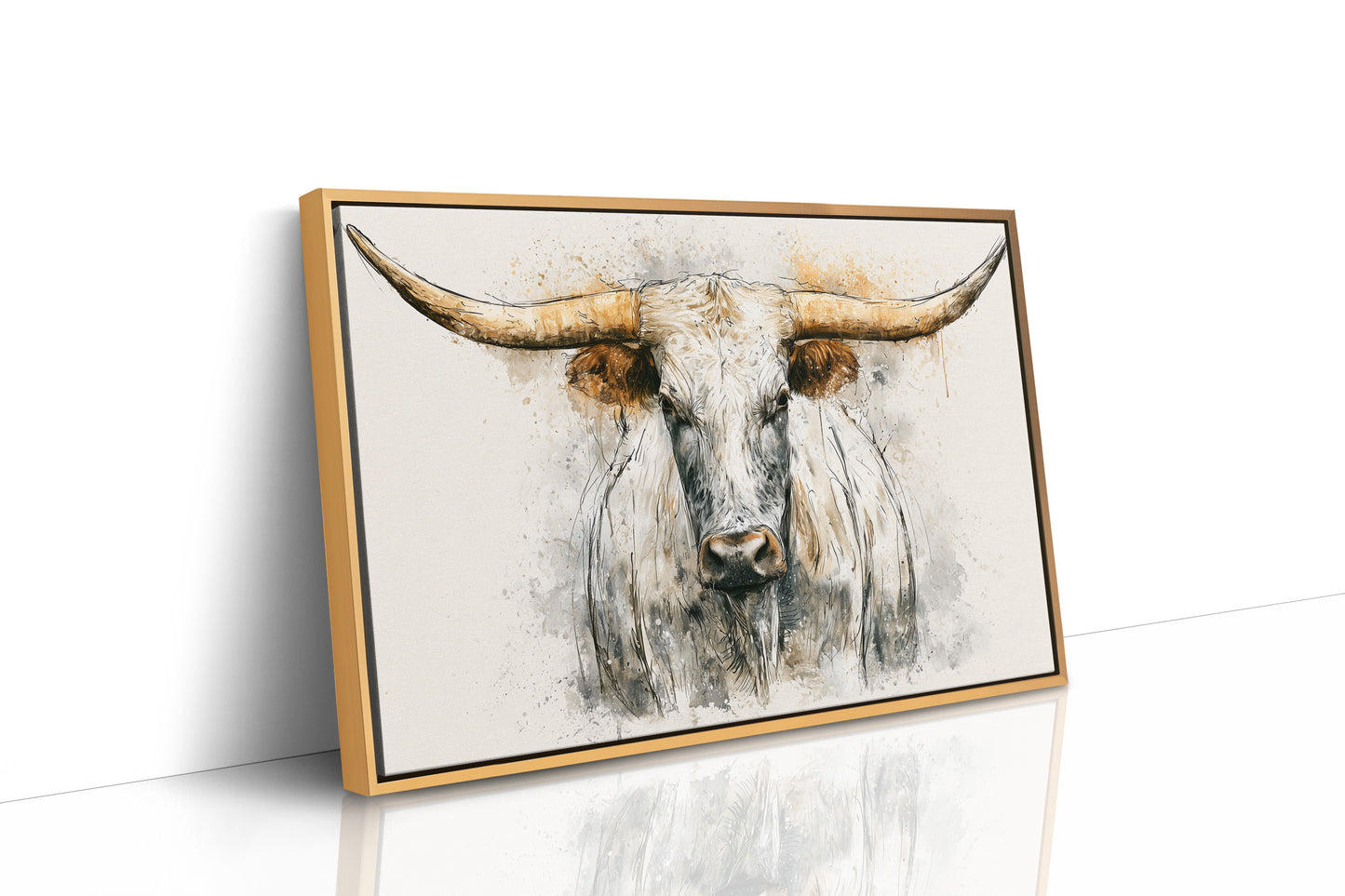 Longhorn in Ink and Wash