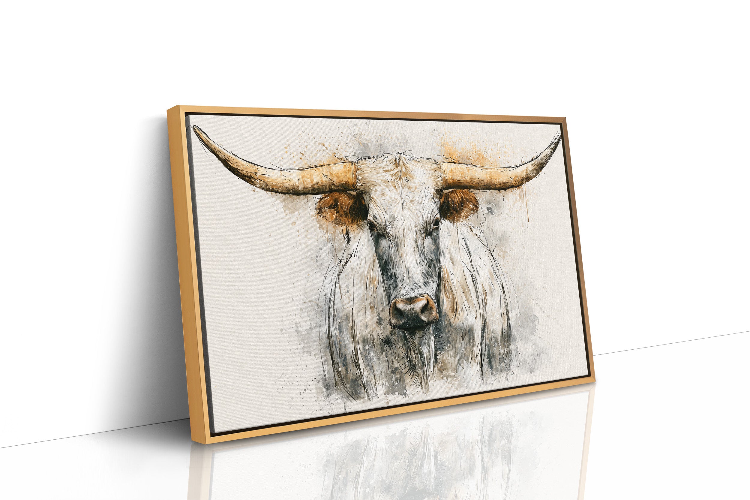 Longhorn in Ink and Wash