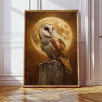 Barn Owl Beneath a Full Moon