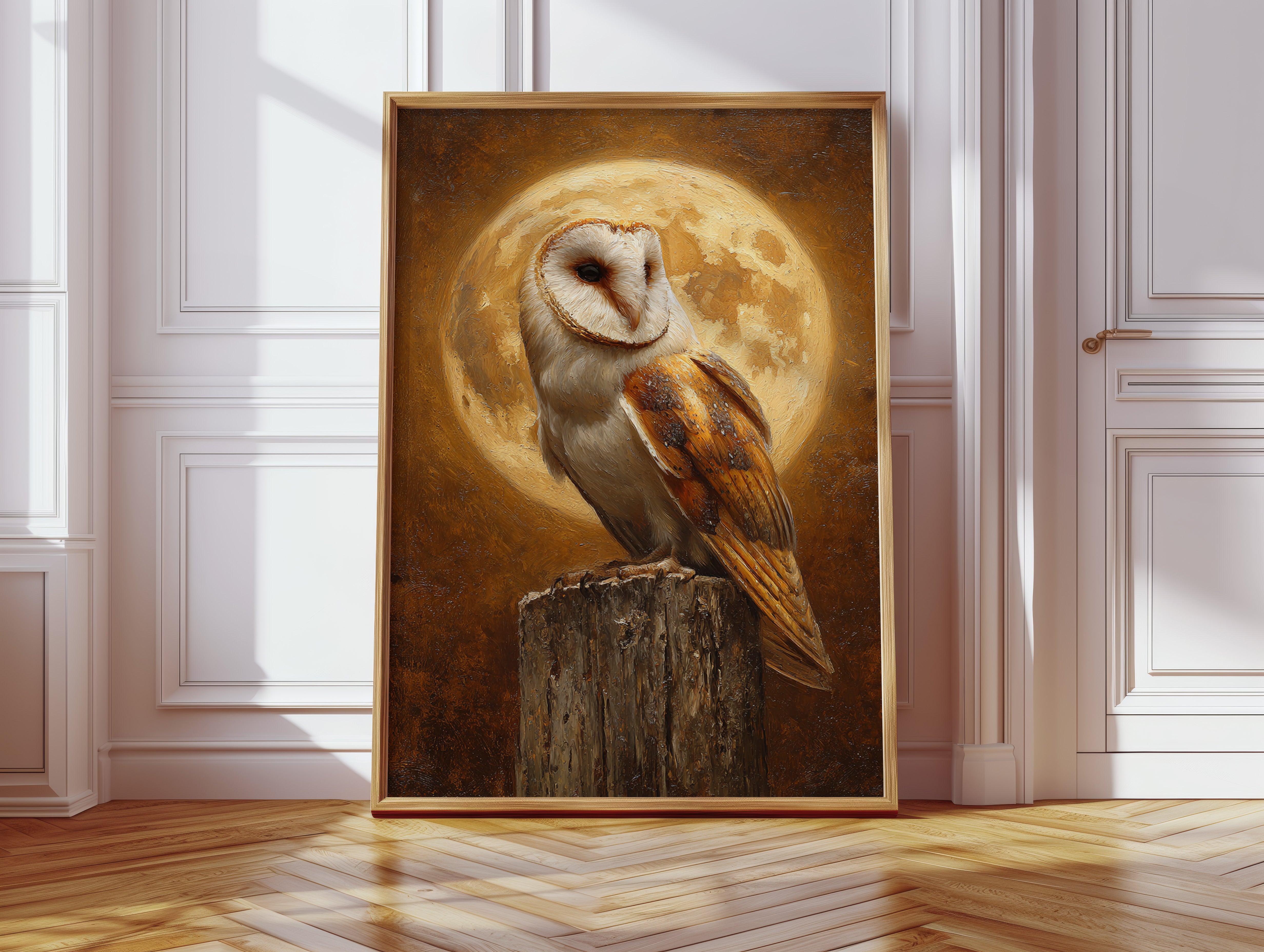 Barn Owl Beneath a Full Moon