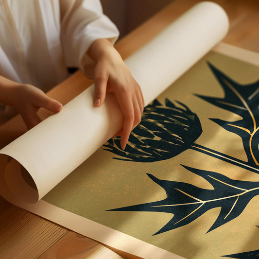 Thistle Woodblock Silhouette