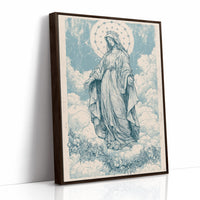 Our Lady of the Clouds — Vintage Blue Engraving Print