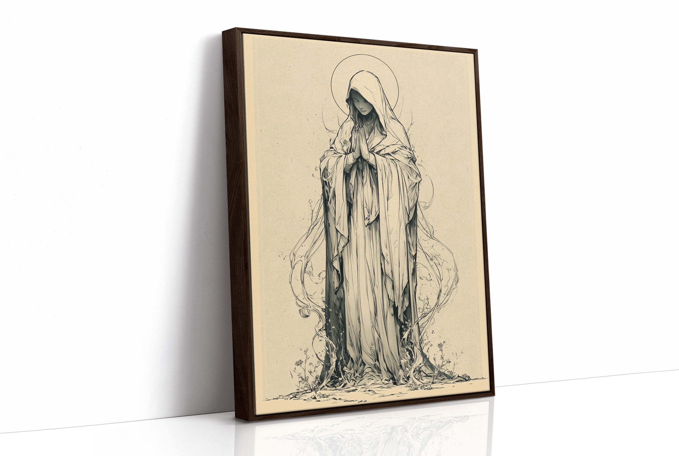 Madonna in Vines — Fluid Ink Devotional Drawing