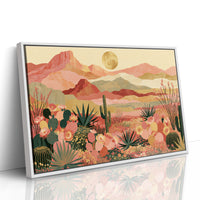 Blooming Desert Under Golden Moon