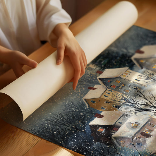 Snow Falls On Winter's Quiet Village