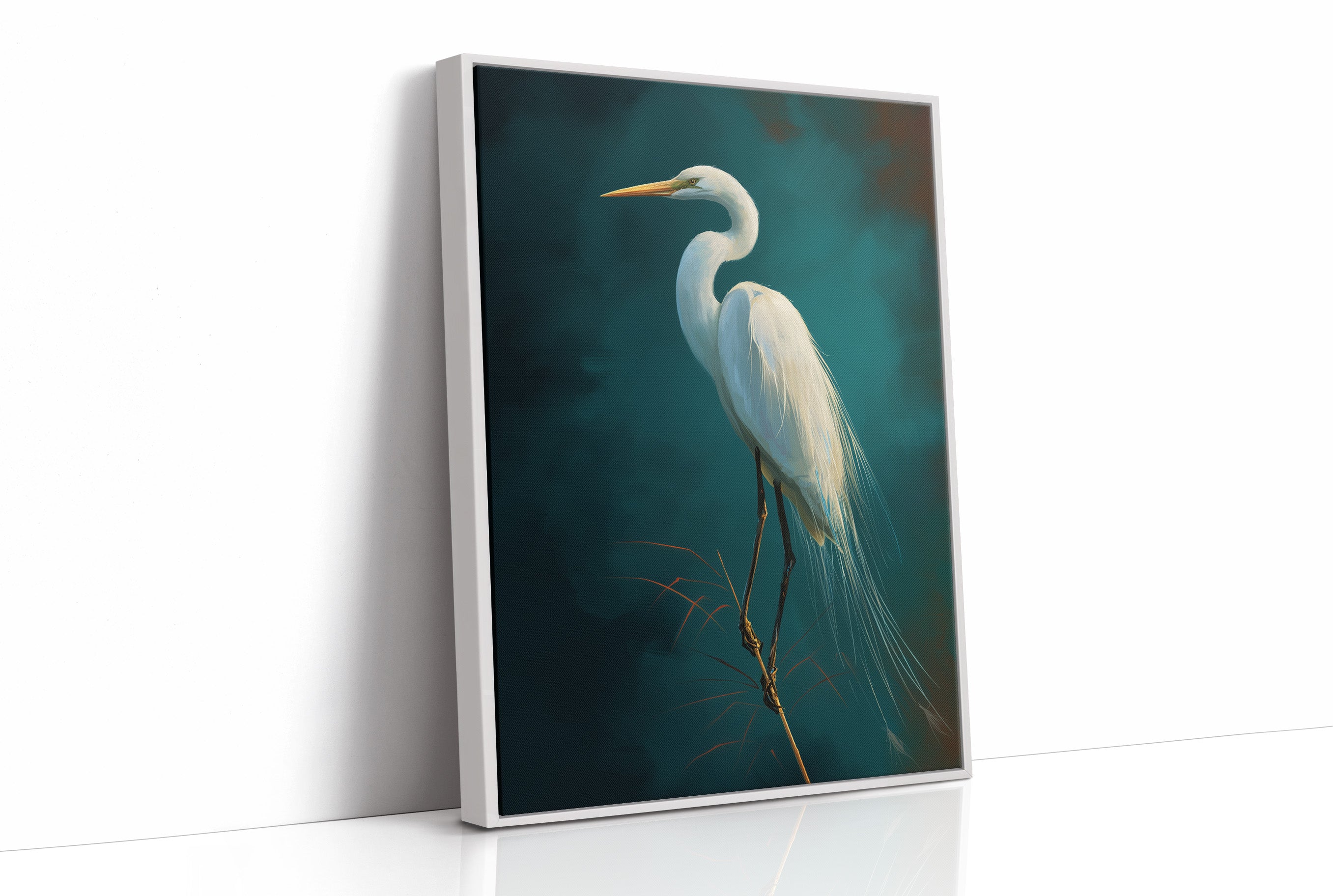 White Feathers Against Emerald Twilight