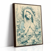 Madonna in Roses — Blue Wash Devotional Engraving