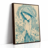 Madonna in Lilies — Teal Wash Devotional Portrait