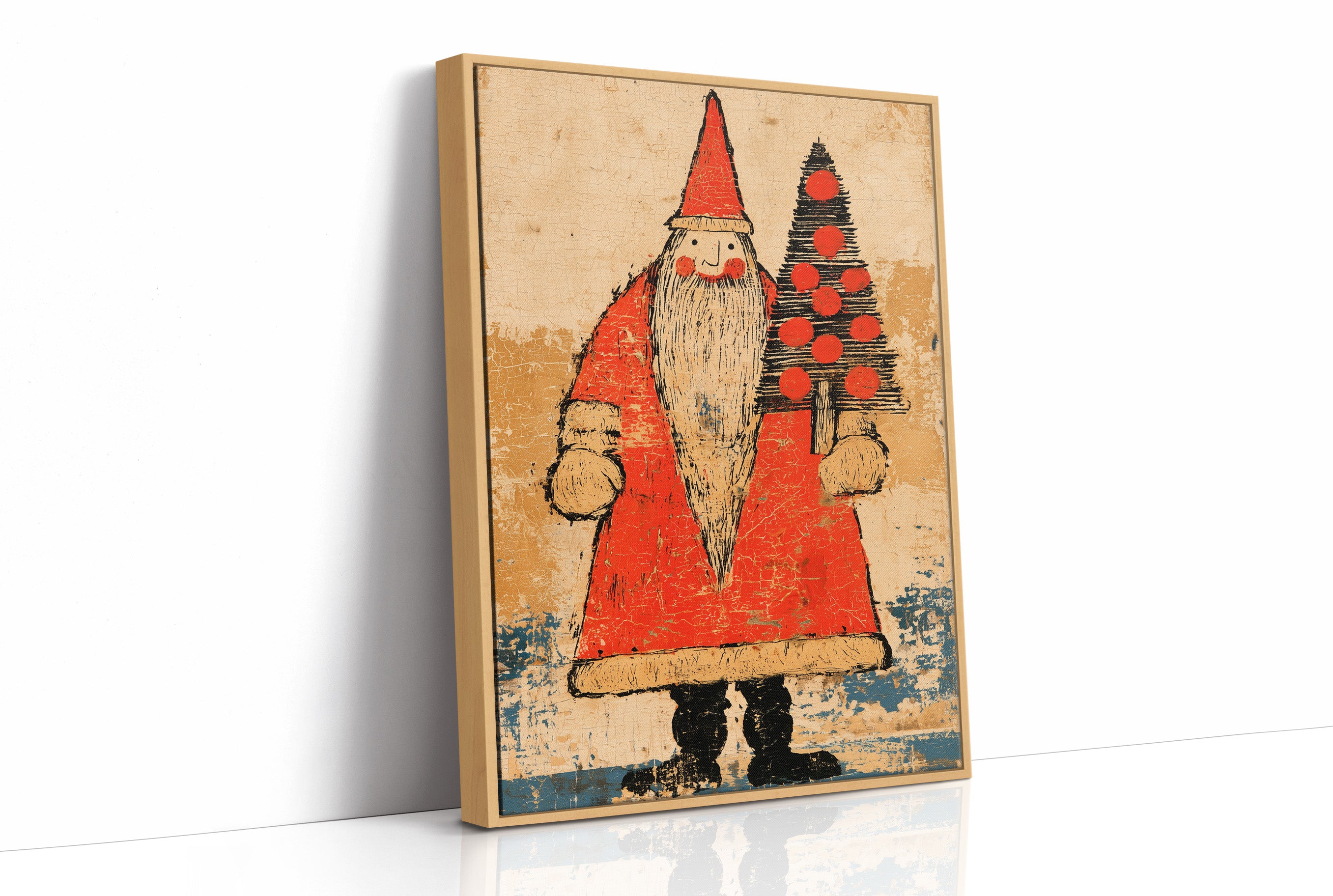 Primitive Santa & Tree