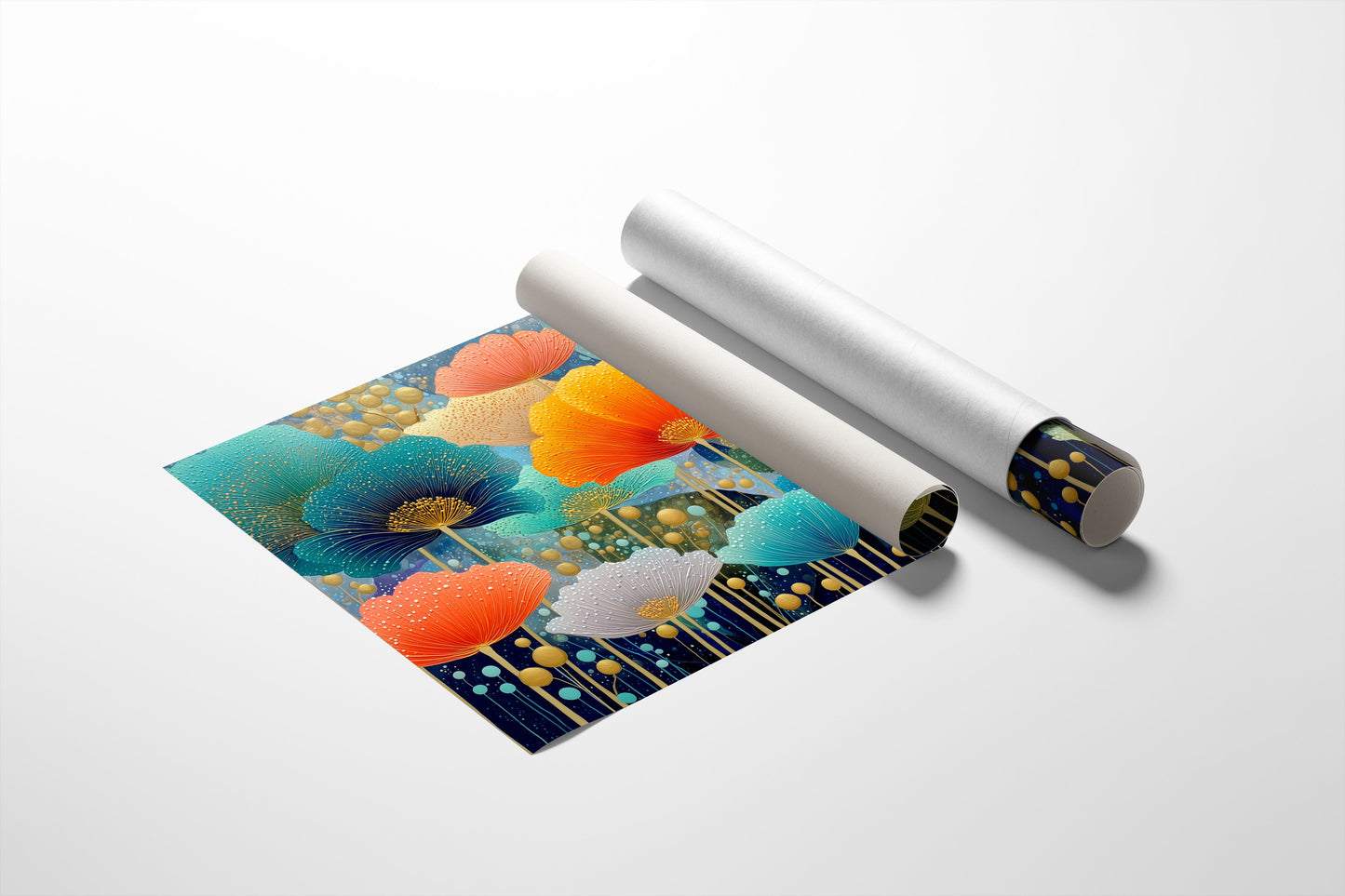 Coral And Turquoise Blooms Glow