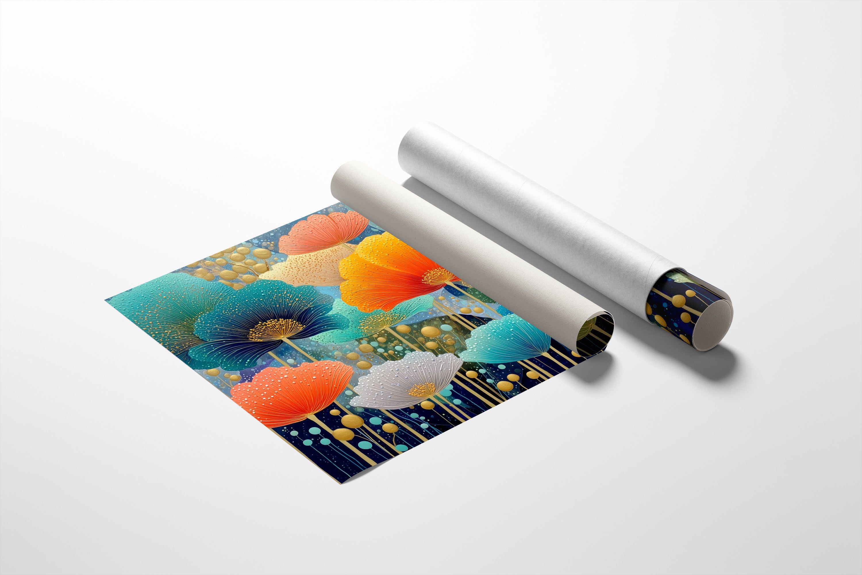 Coral And Turquoise Blooms Glow