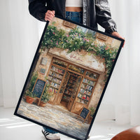 Charming French Bookstore – Vintage European Street Scene Wall Art