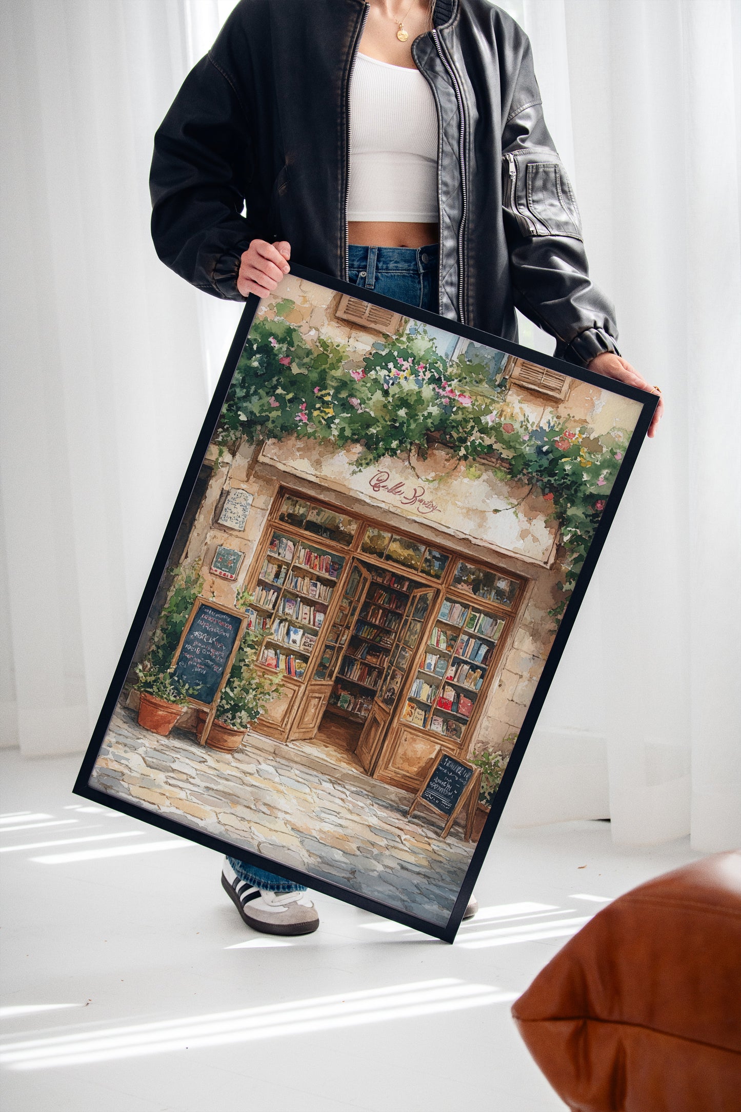 Charming French Bookstore – Vintage European Street Scene Wall Art