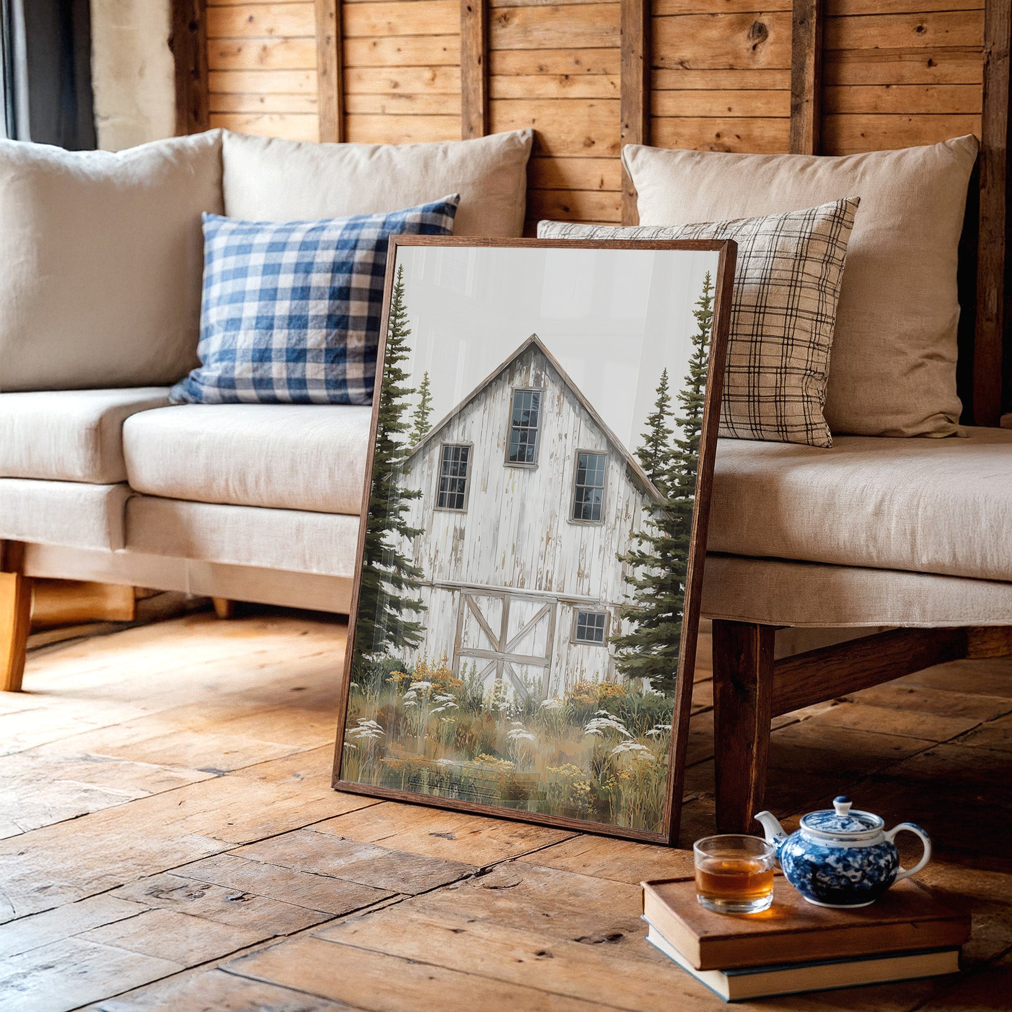 Pine Sentinels Guard Weathered Barn