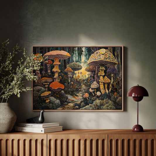 Enchanted Mushroom Forest: Mystical Fantasy Canvas Wall Art