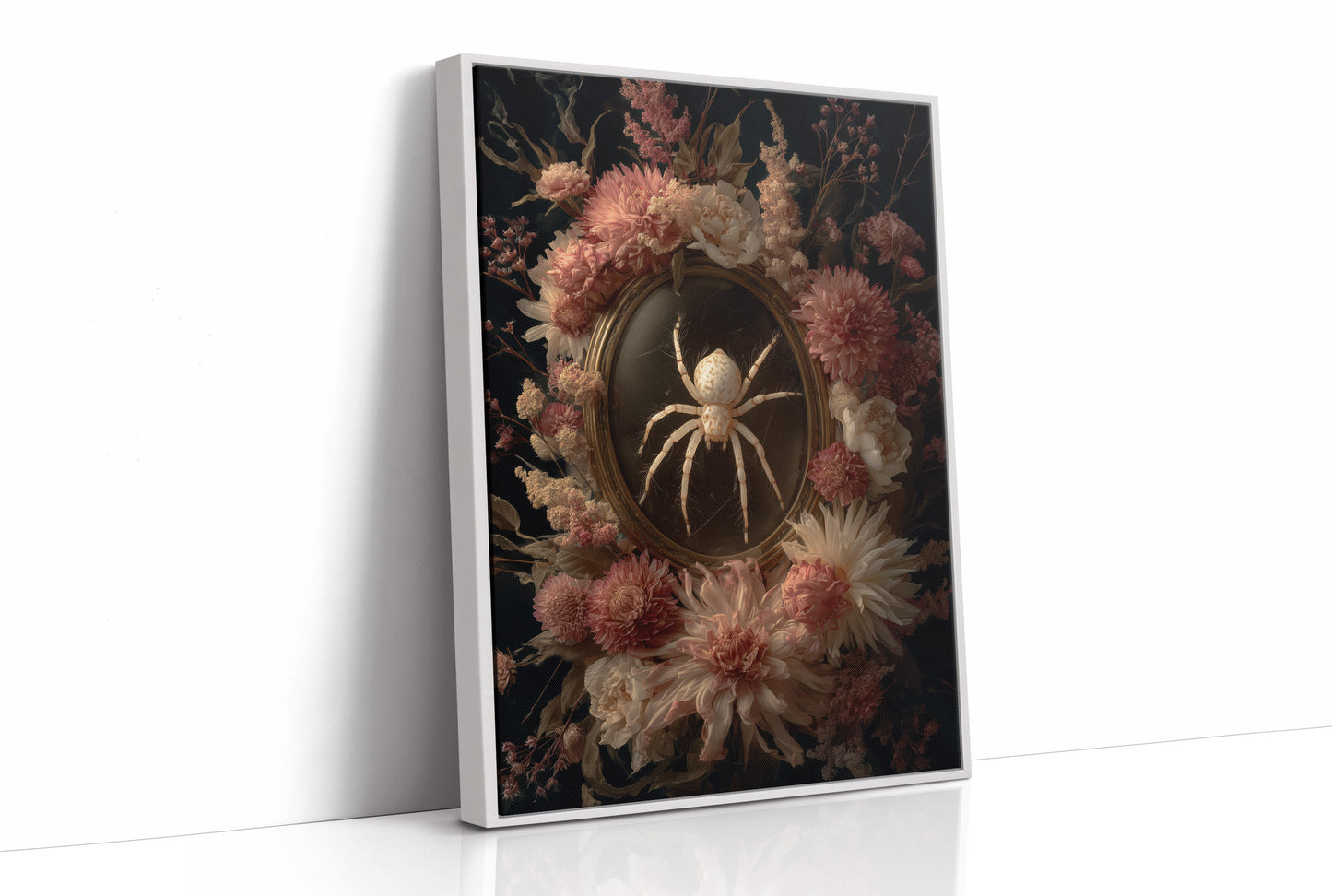 Pale Arachnid Among Blush Blooms