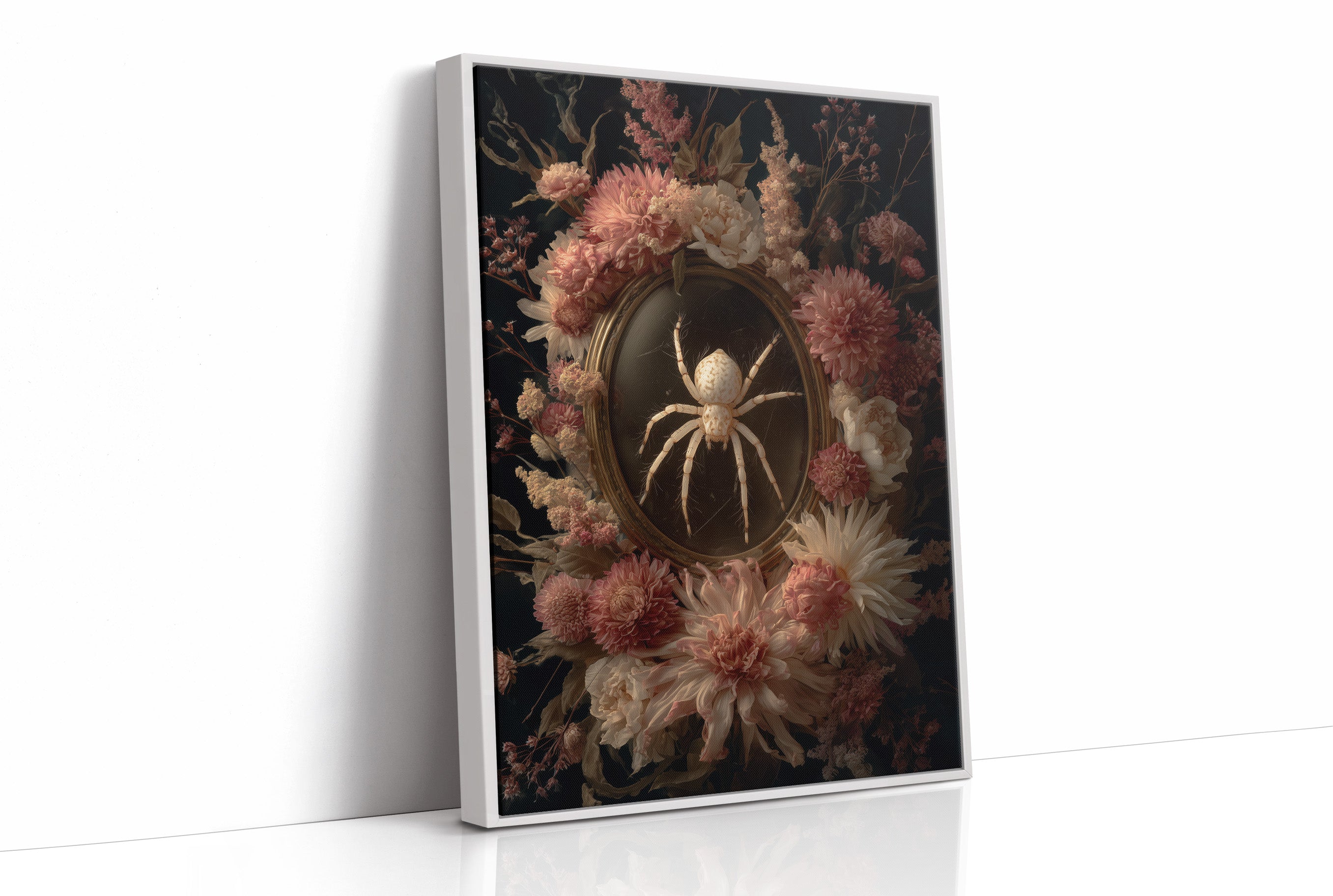 Pale Arachnid Among Blush Blooms