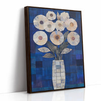 Moonlit Daisies In Checkered Vase