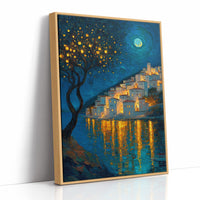 Moonlit Village Of Golden Light
