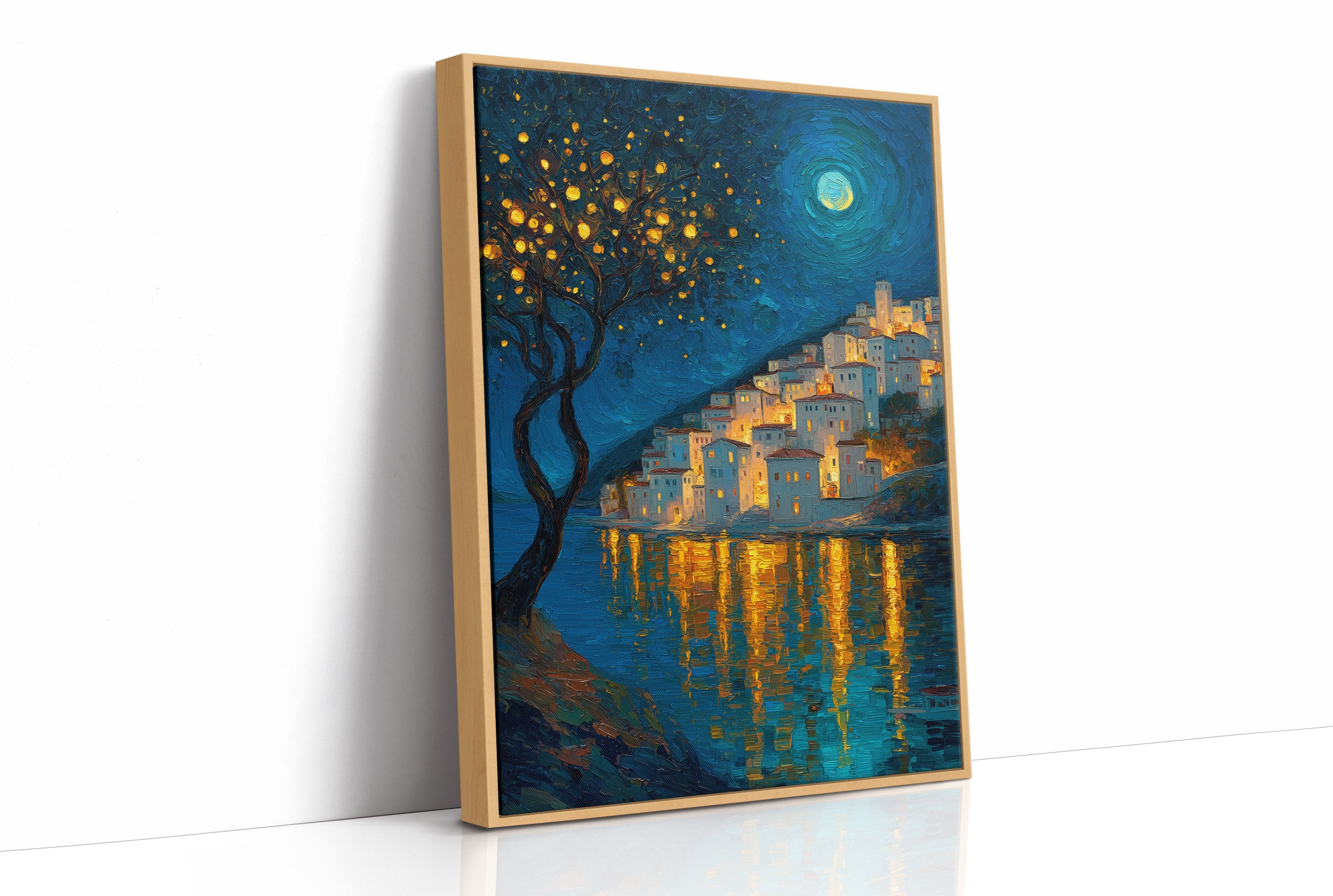 Moonlit Village Of Golden Light