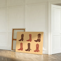Rustic Cowboy Boots Wall Art – Western Country Decor in Warm Earth Tones
