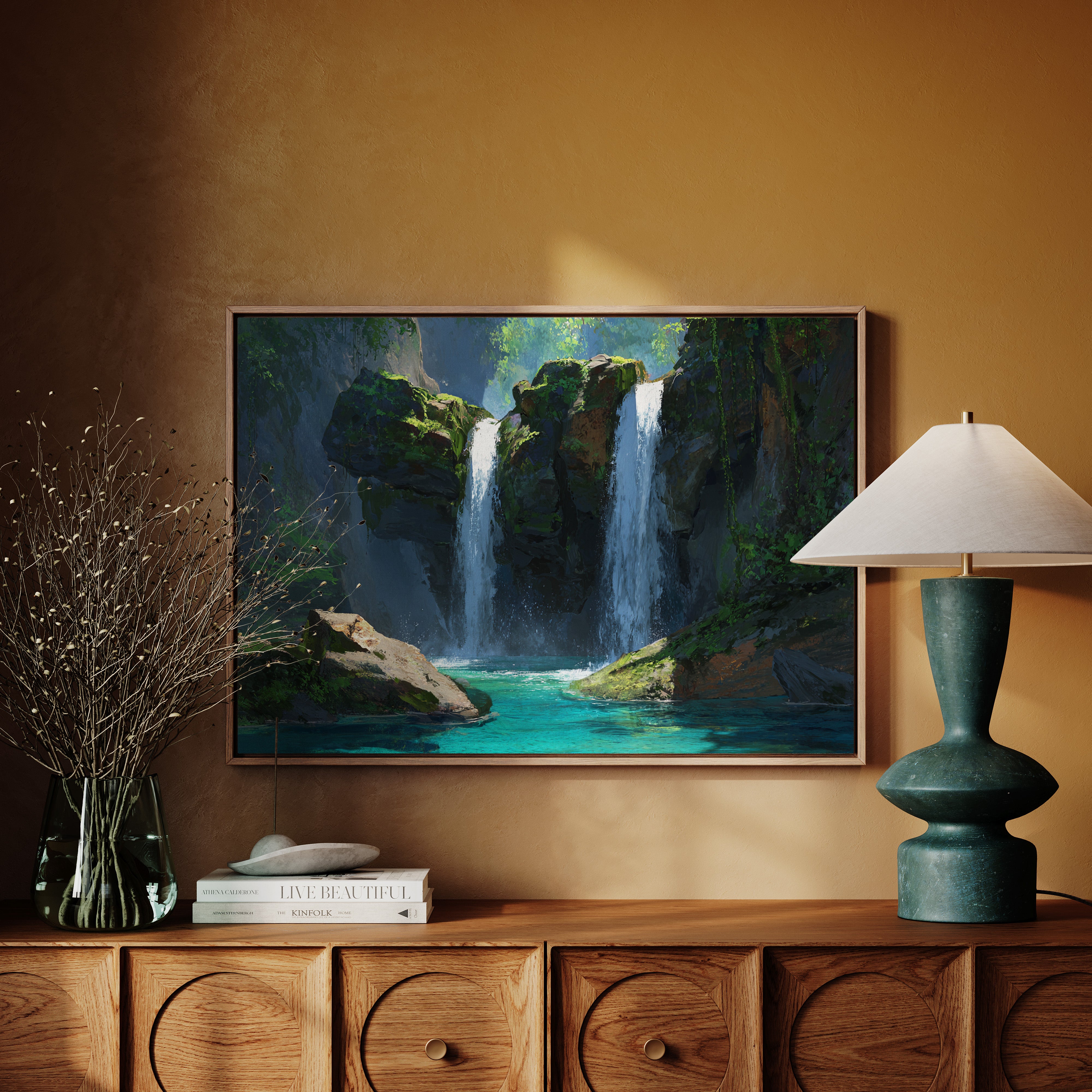 Sacred Waters Dance Between Cliffs