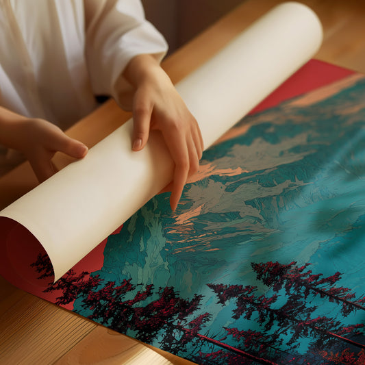 Crimson Sky Over Teal Peak