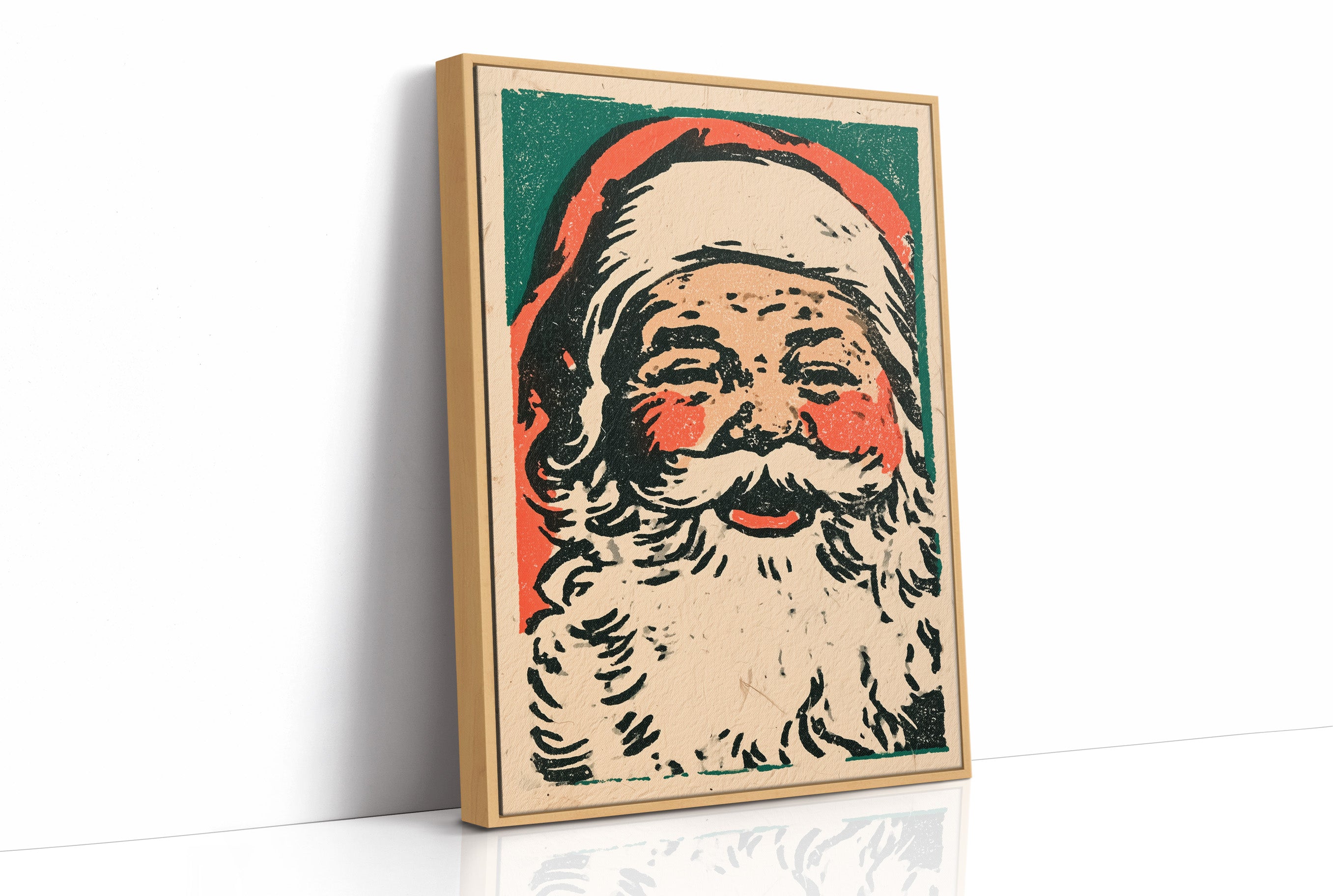 Linocut Santa Portrait