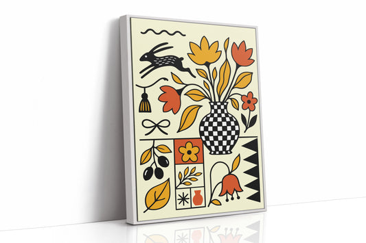 Checkered Vase Folk Still Life