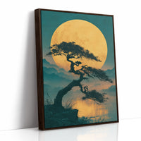 Bonsai Beneath the Golden Moon