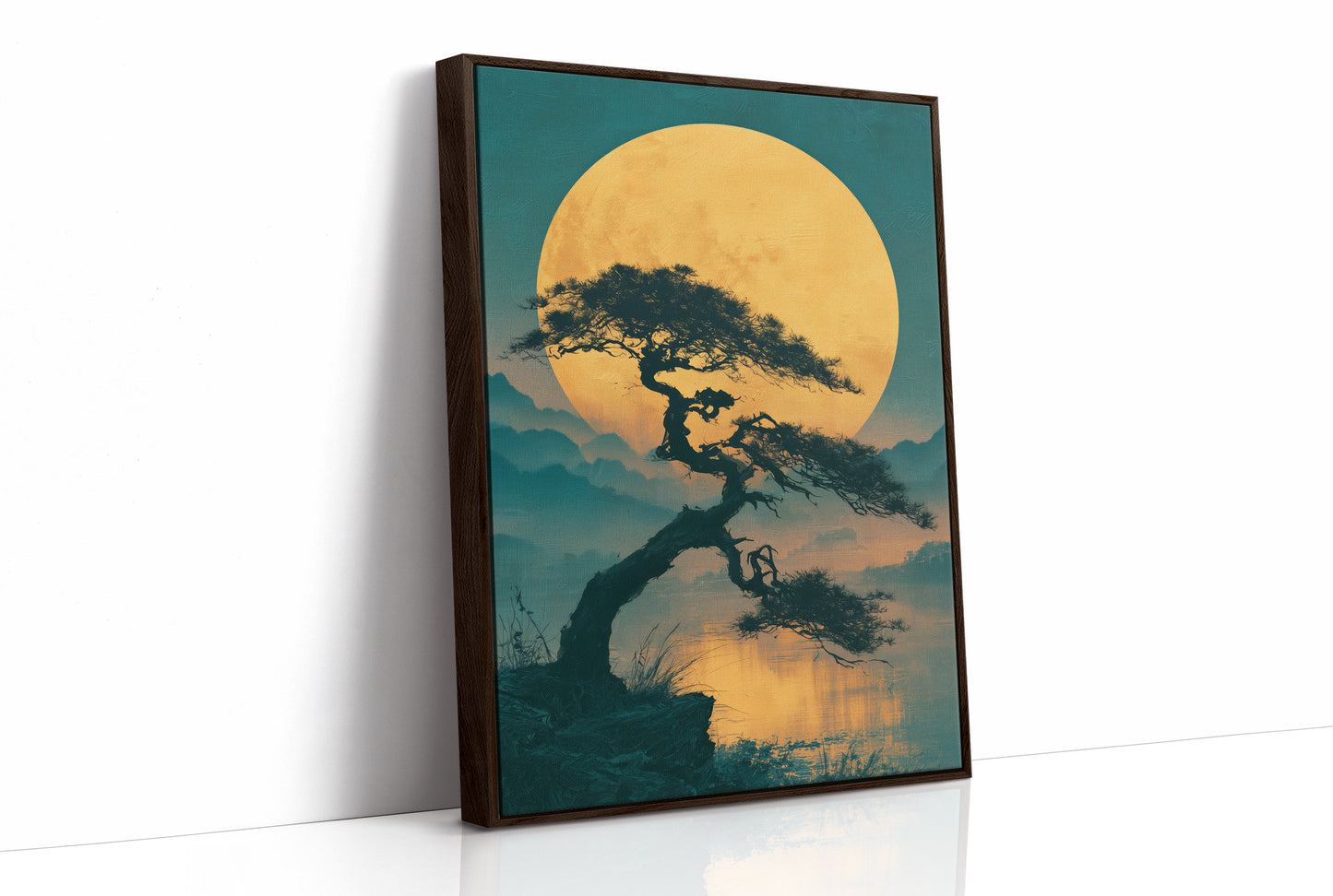 Bonsai Beneath the Golden Moon
