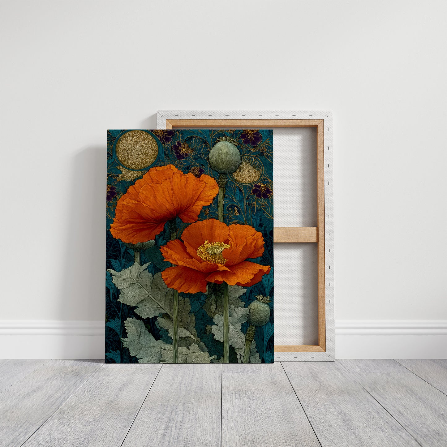 Poppies Under a Gold Moon