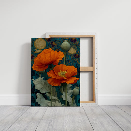 Poppies Under a Gold Moon