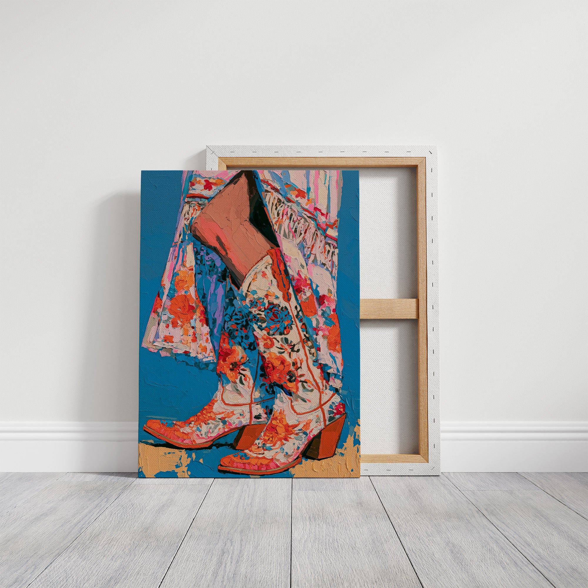Floral Cowboy Boots Impasto Study