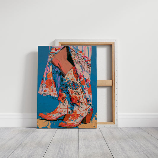 Floral Cowboy Boots Impasto Study