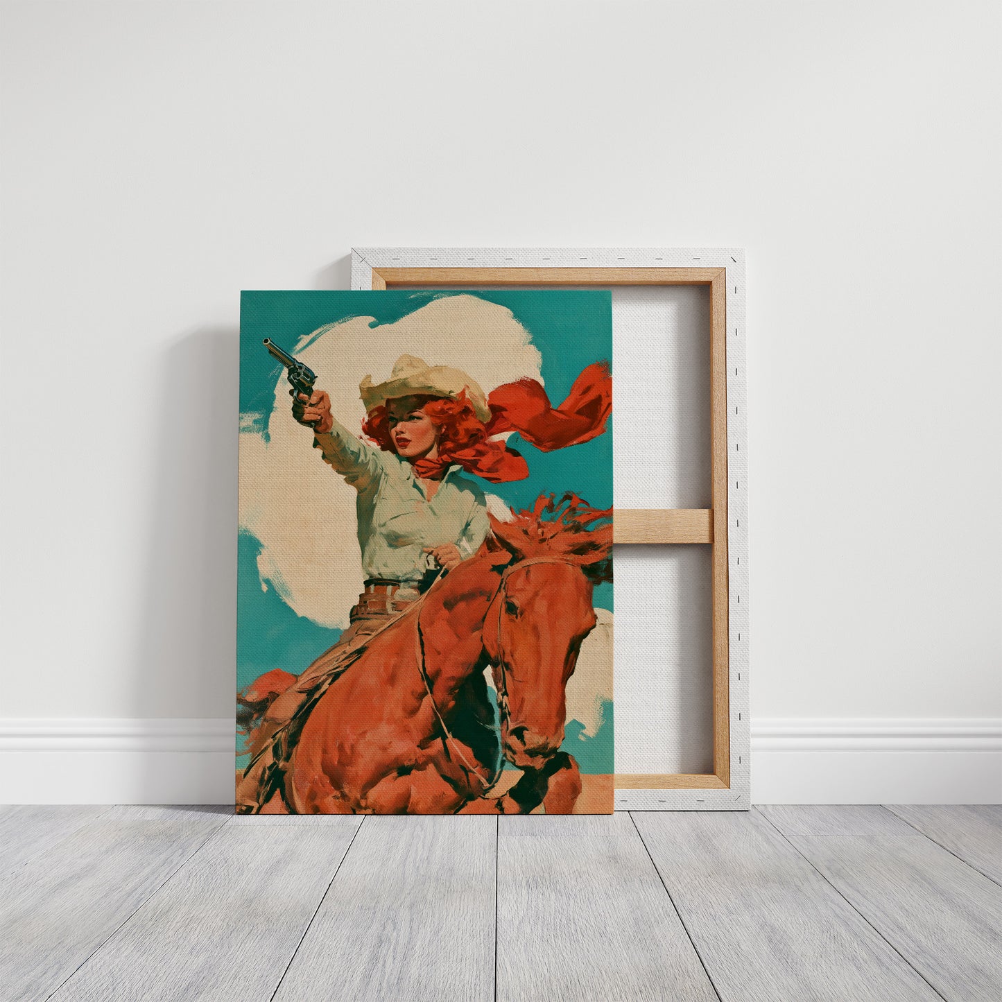Vintage Cowgirl On Horseback
