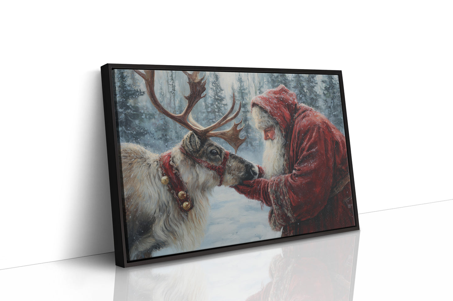 Reindeer Meets Winter's Gentle Friend