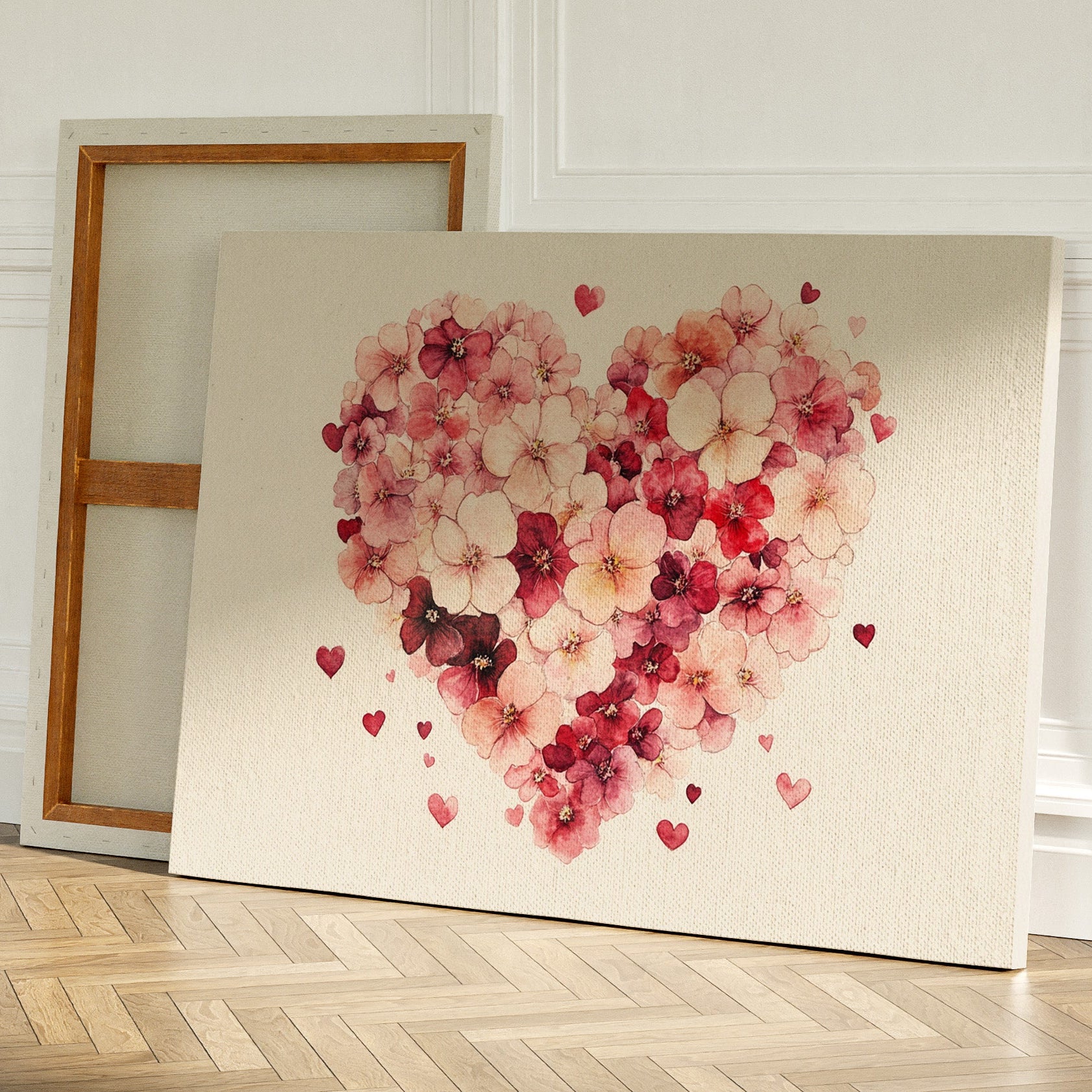 Love Blooms In Watercolor Hearts