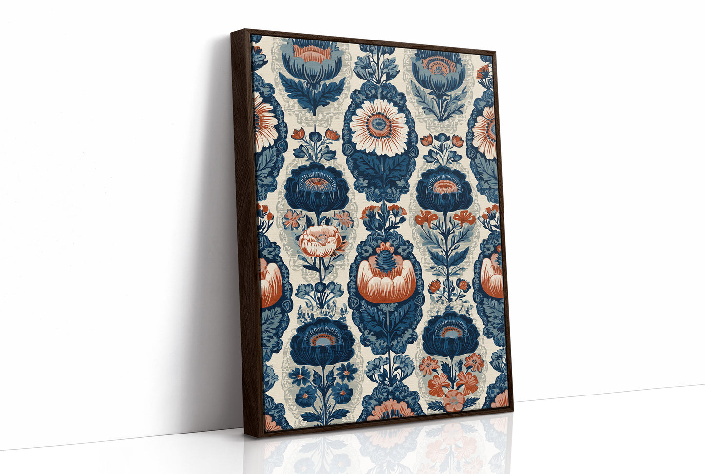 Navy Damask: A Jacobean Floral Repeat