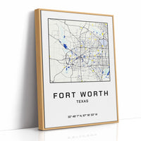 Fort Worth, Mapped in Navy & Gold