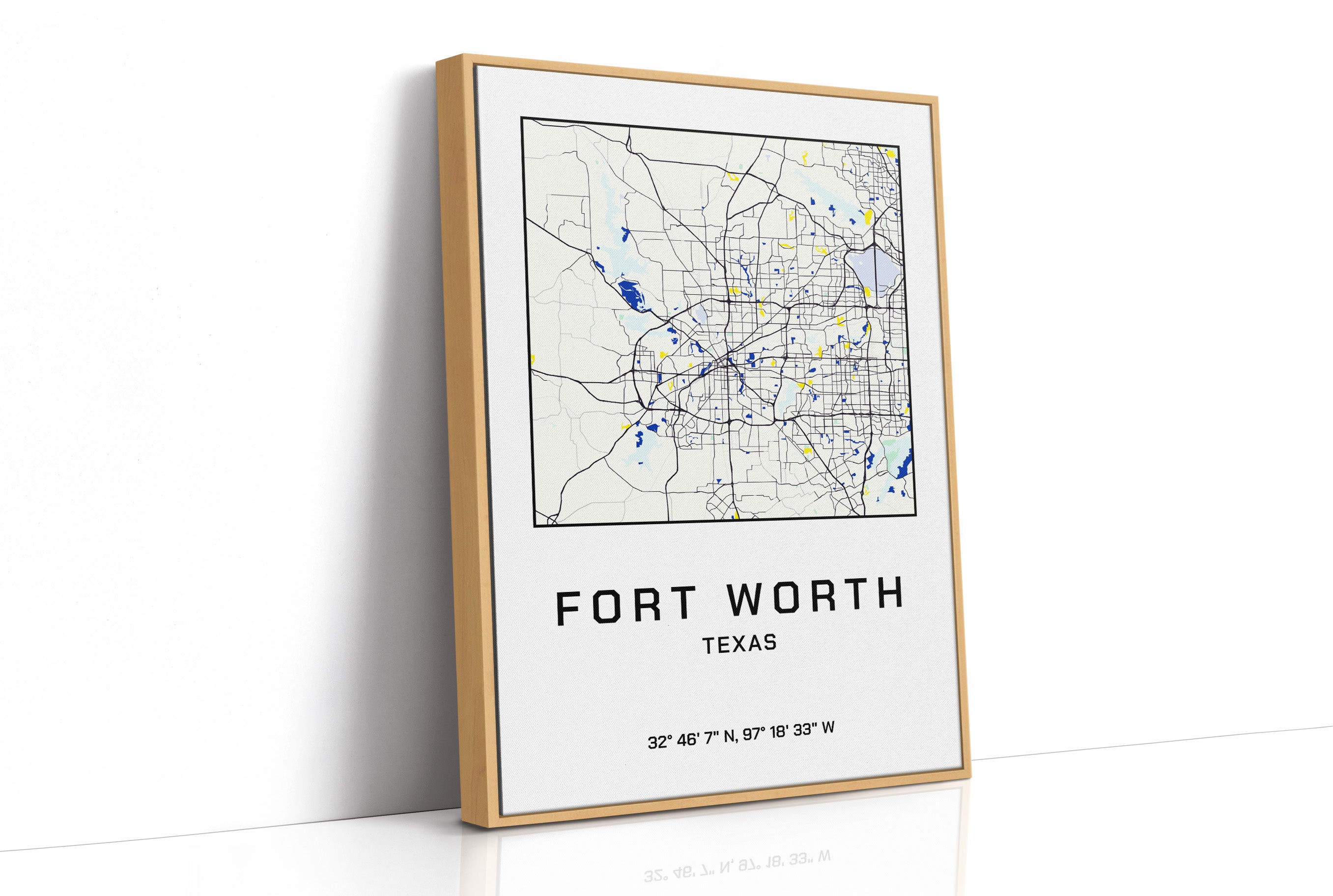 Fort Worth, Mapped in Navy & Gold