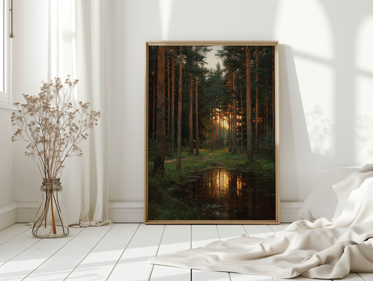 Sunset Embrace Among the Pines