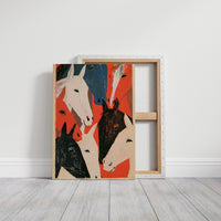 Bold Horse Herd Woodcut Print