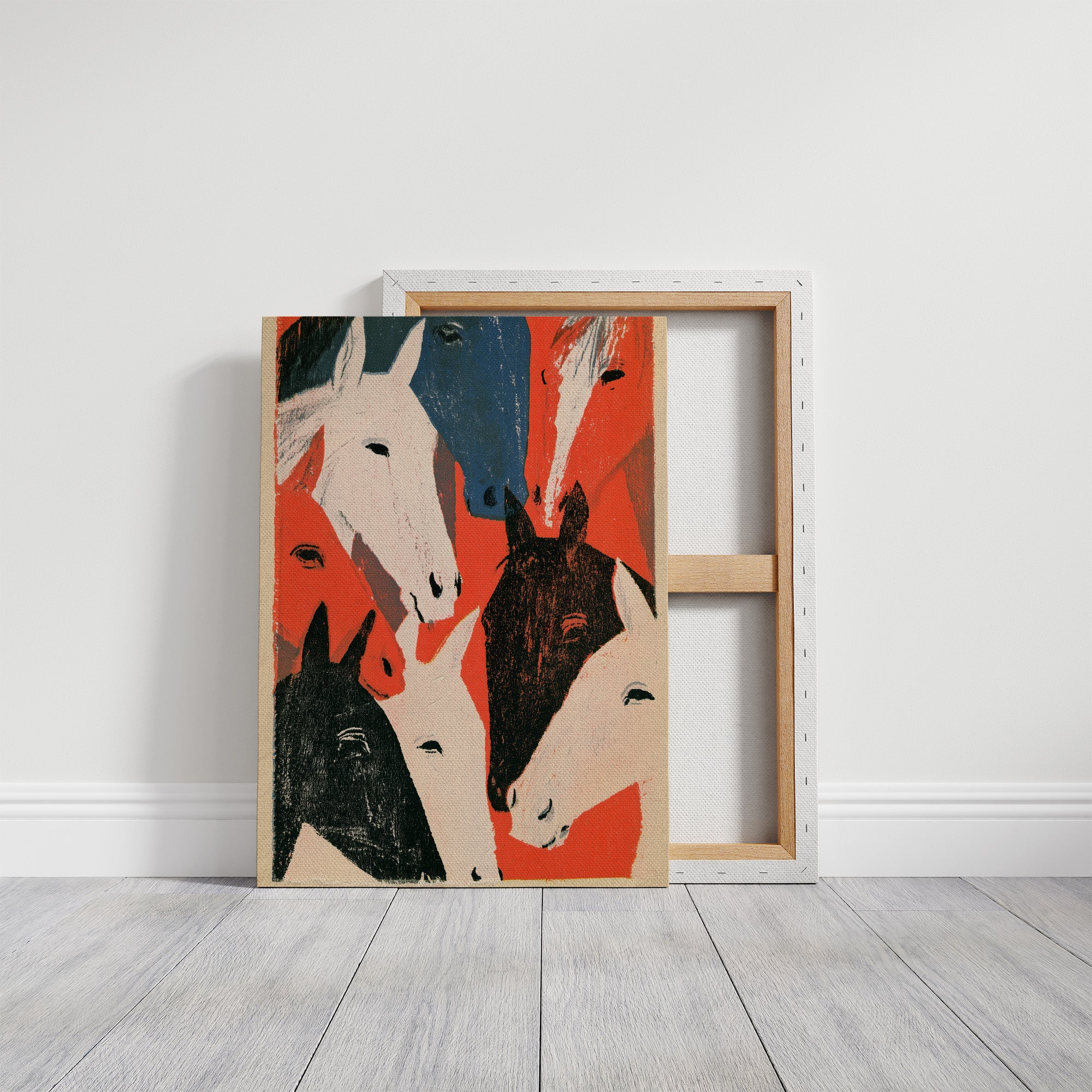 Bold Horse Herd Woodcut Print