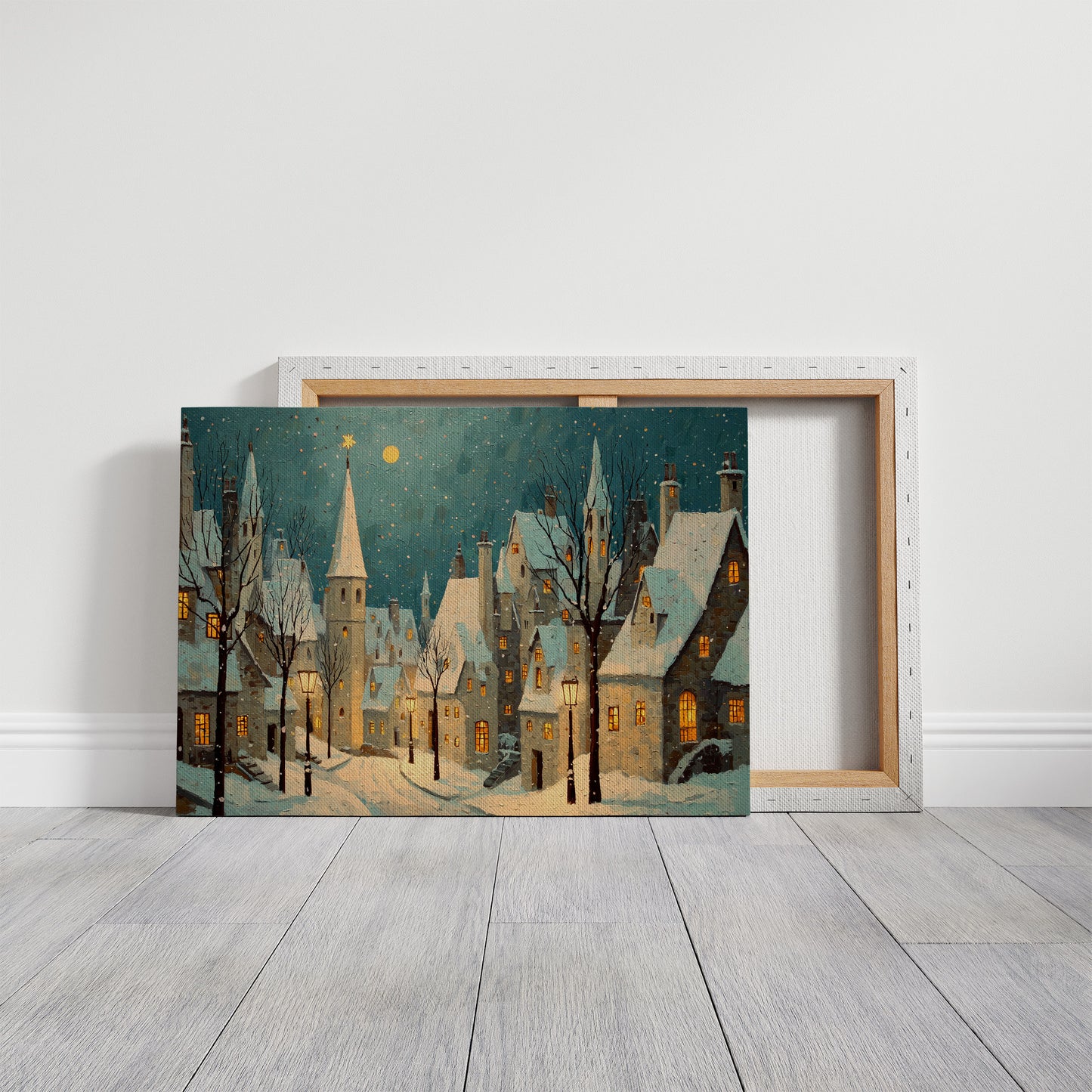 Moonlit Village Awaits December Snow