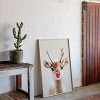 Adorable Snowy Reindeer – Cozy Christmas Wall Art Print