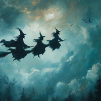 Midnight Flight Above Pine Forests
