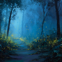 Fireflies Dance Along Midnight Path