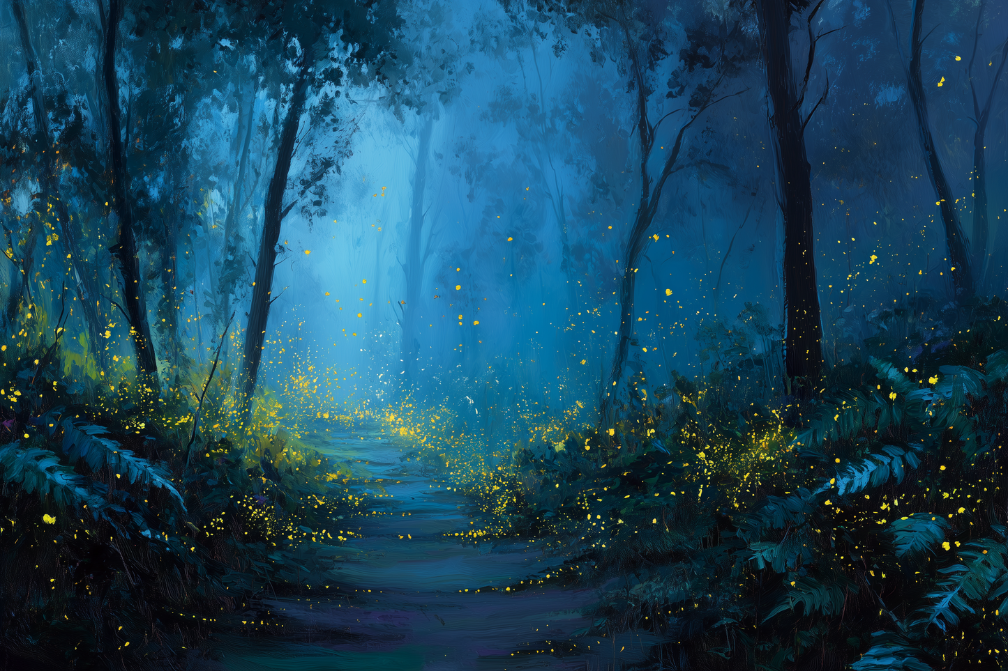 Fireflies Dance Along Midnight Path